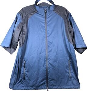 Greg Norman Mens Jacket Blue Black Full Zip Epic 1/2 Sleeve Golf Rain Large